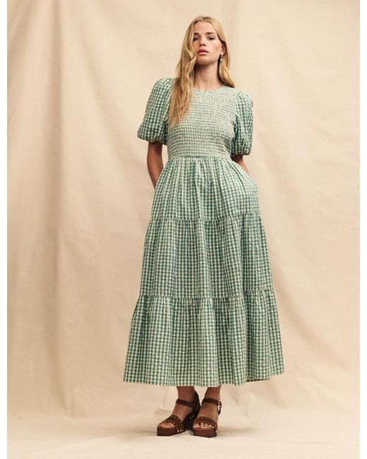 Nobody's Child Green Gingham Tiered Charlie Midi Dress