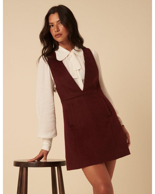 Nobody's Child Green Nc X Lisou Burgundy Wool Blend Pinafore Dress