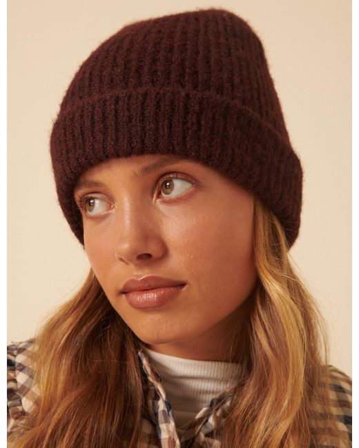 Nobody's Child Brown Burgundy Ribbed Beanie Hat