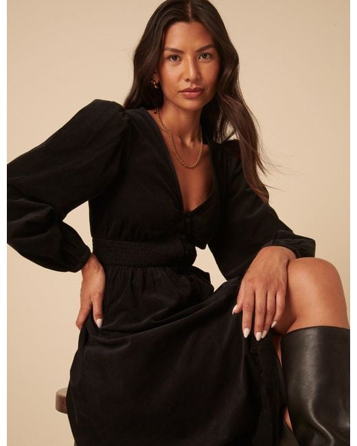 Nobody's Child Natural Cord Long Sleeve Riley Midi Dress
