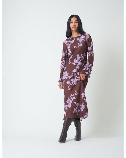 Nobody's Child Red Floral Long Sleeve Shiloh Midi Dress