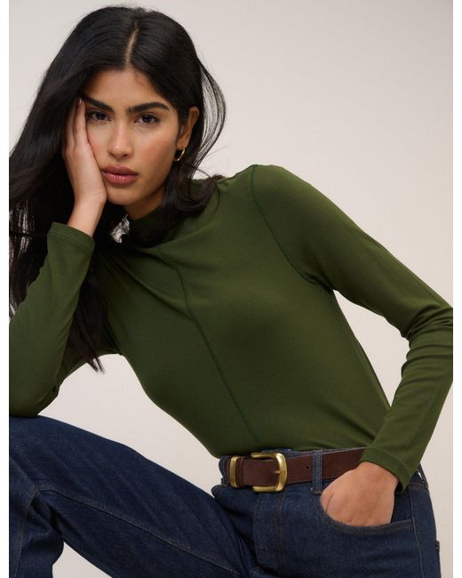 Nobody's Child Green Long Sleeve High Neck Jersey Top