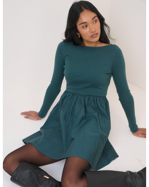 Nobody's Child Blue Long Sleeve A-Line Penni Mini Dress