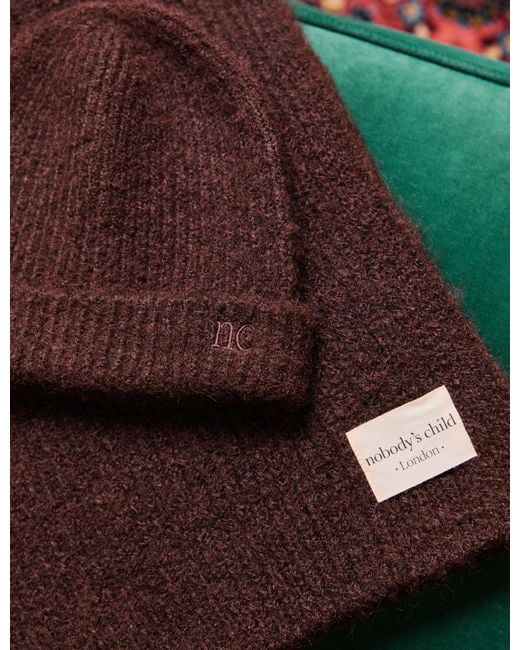 Nobody's Child Brown Ribbed Beanie