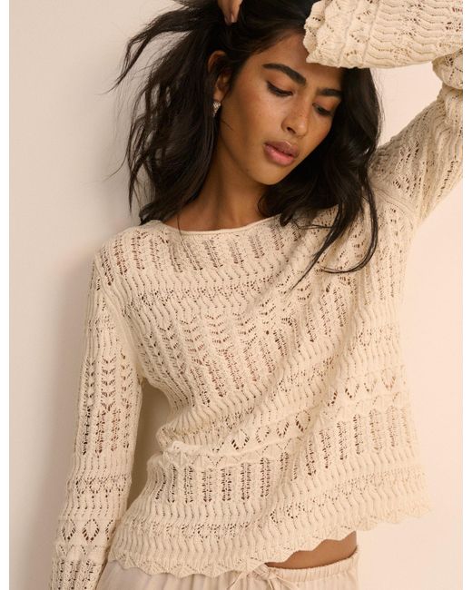 Nobody's Child Natural Pointelle Boat Neck Jumper