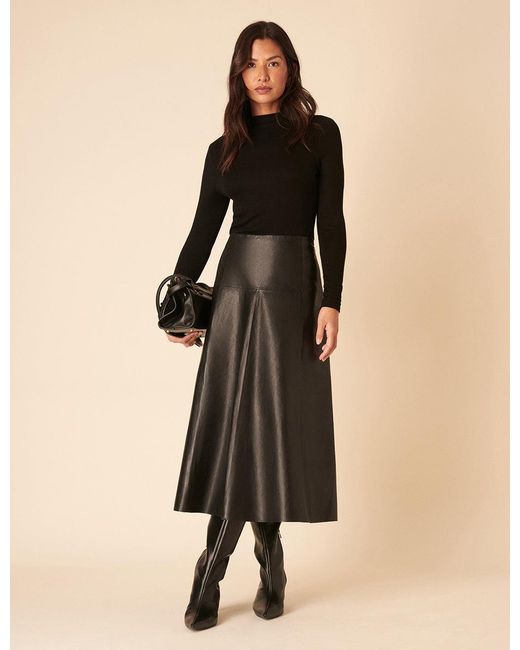 Nobody's Child White Leather Midi Skirt