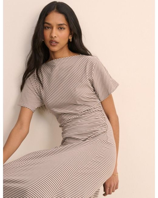 Nobody's Child Natural Stripe Jersey Nellie Midi Dress