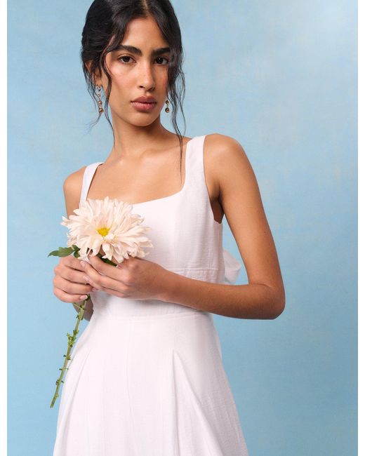 Nobody's Child Blue Bridal Satin Bow-Back Taylor Jumpsuit