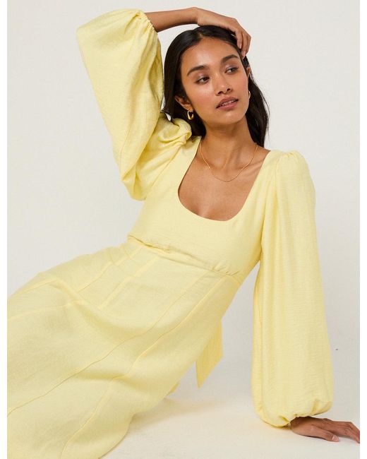 Nobody's Child Yellow Butter Bow Keyaa Midi Dress