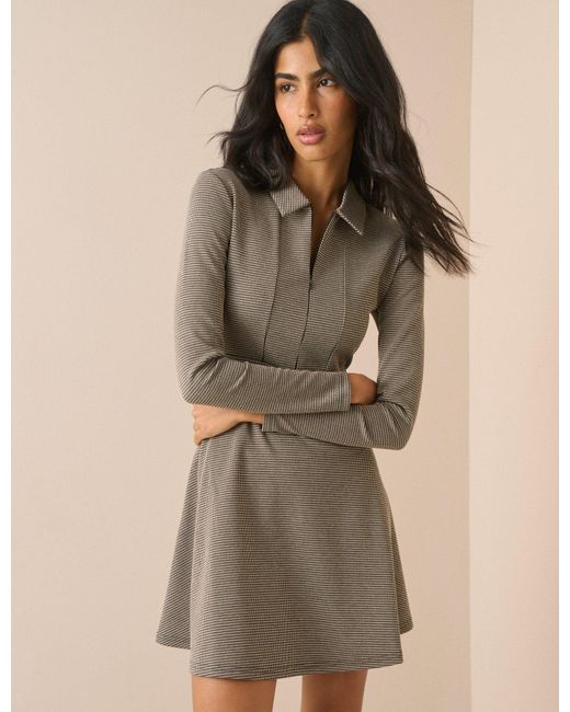 Nobody's Child Brown Houndstooth Jersey Corey Mini Dress