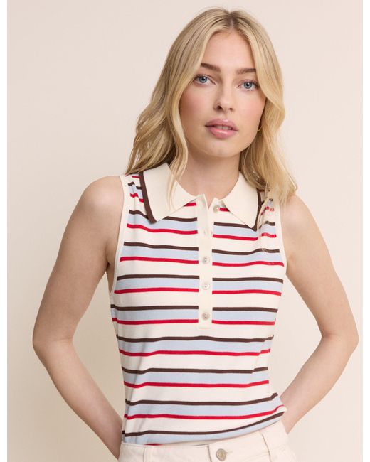 Nobody's Child Yellow And Striped Collared Ribbed Vest