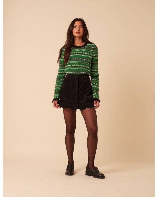 Nobody's Child Green Cord Scallop Trim Mini Skirt