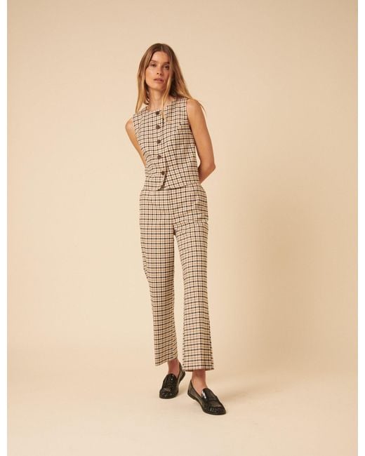 Nobody's Child Natural Gingham Check Tailored Cropped Trousers