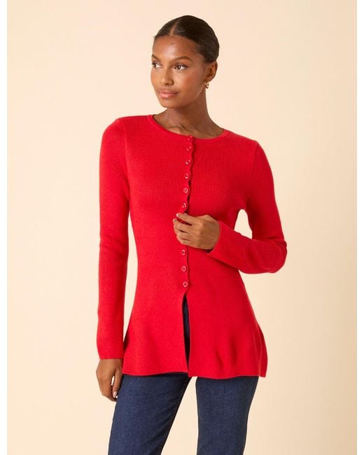 Nobody's Child Red Ribbed Longline Cardigan