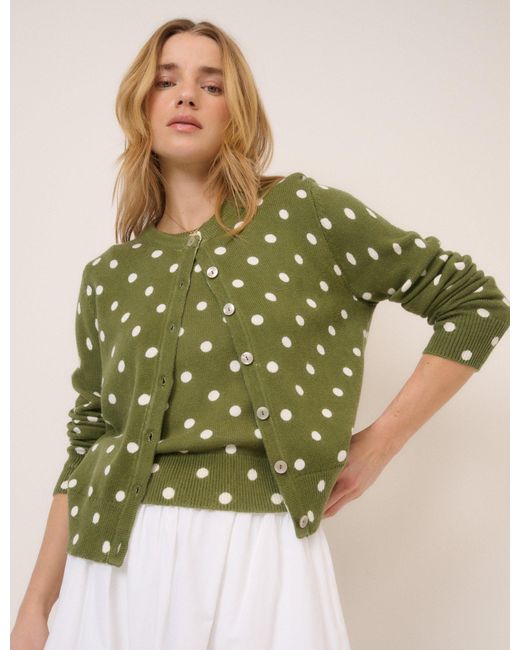 Nobody's Child Green Polka Crew Neck Cardigan