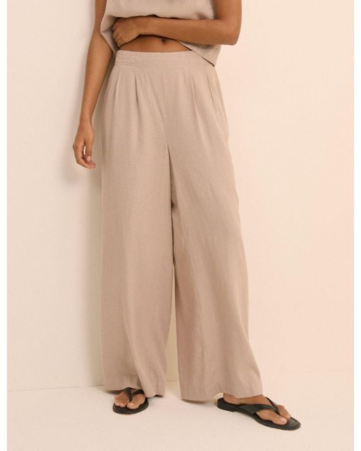 Nobody's Child Natural Linen-Blend Silsoe Clean Wide Leg Trousers
