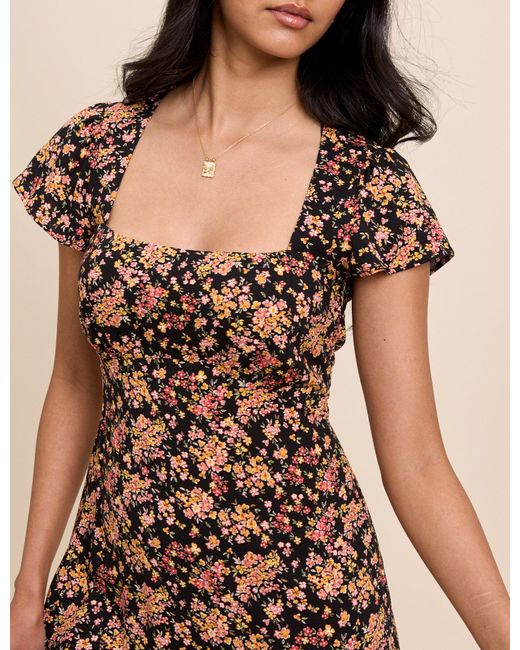 Nobody's Child Natural Floral Nora Midi Dress