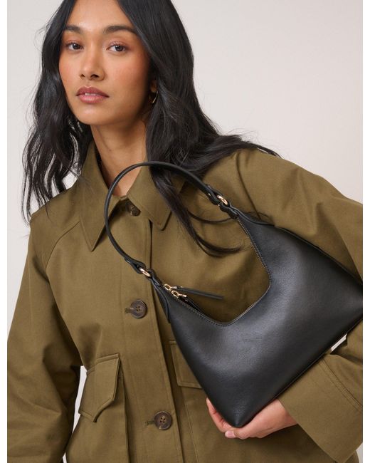 Nobody's Child Brown Leather Dipped Shoulder Bag