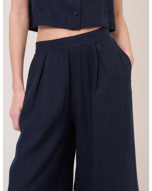 Nobody's Child Blue Linen-Blend Wide Leg Jerrow Trousers