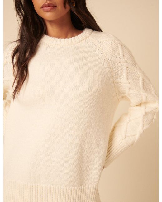 Nobody's Child Natural Crew Neck Cable Oversized Jumper