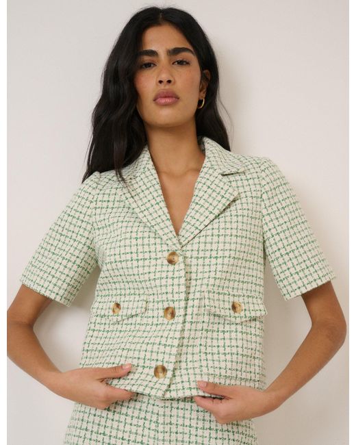 Nobody's Child Green Short Sleeve Boucle Jacket