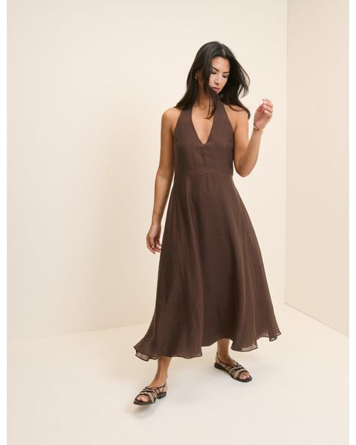 Nobody's Child Brown Halterneck Catalina Midi Dress