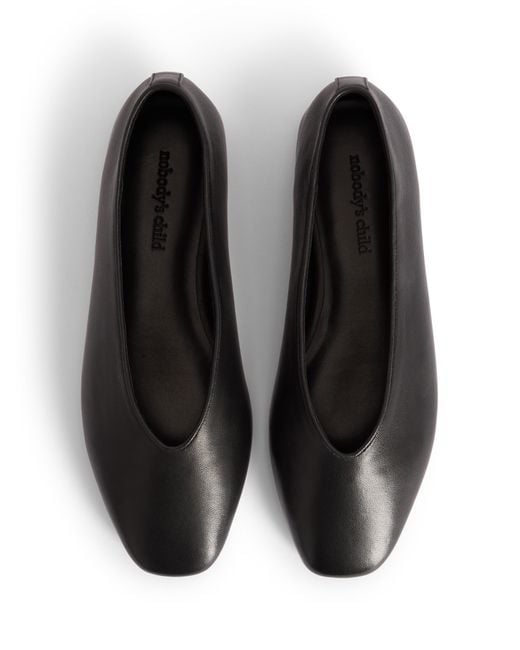 Nobody's Child Blue Leather High Vamp Ballet Flats