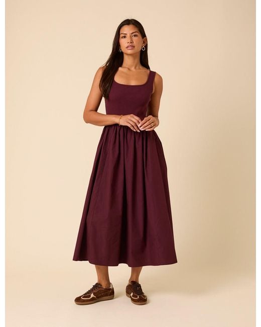 Nobody's Child Pink Burgundy Colorado Midi Dress