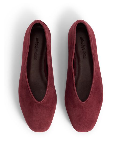 Nobody's Child Blue Burgundy Suede High Vamp Ballet Flats
