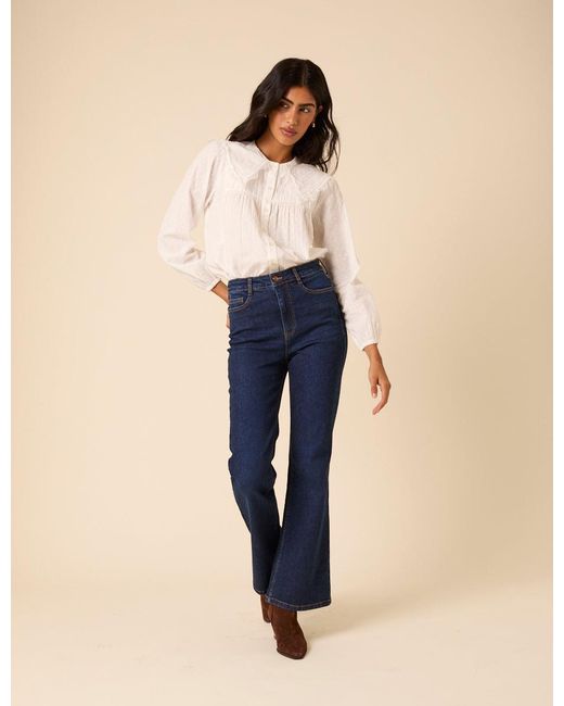 Nobody's Child Natural Embroidered Peter Pan Collar Blouse