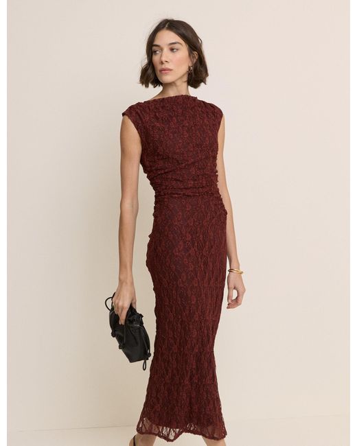 Nobody's Child Multicolor Burgundy Floral Lace Cece Jersey Maxi Dress