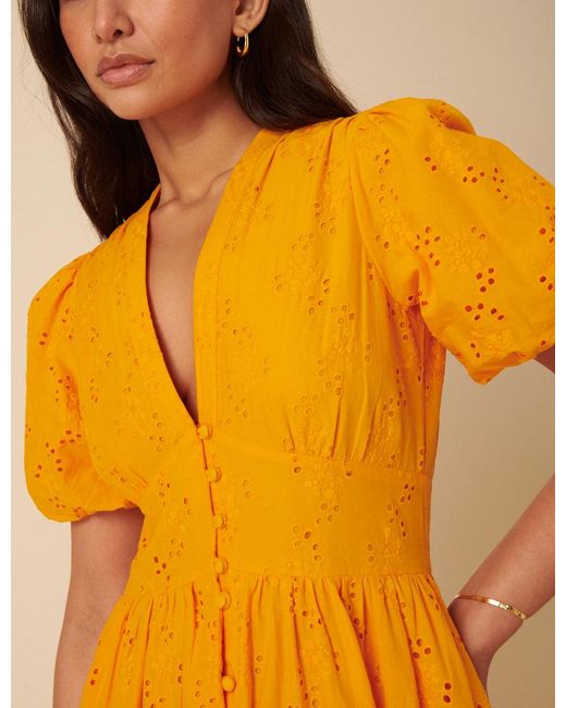 Nobody's Child Orange Broderie Anglaise Starlight Midi Dress