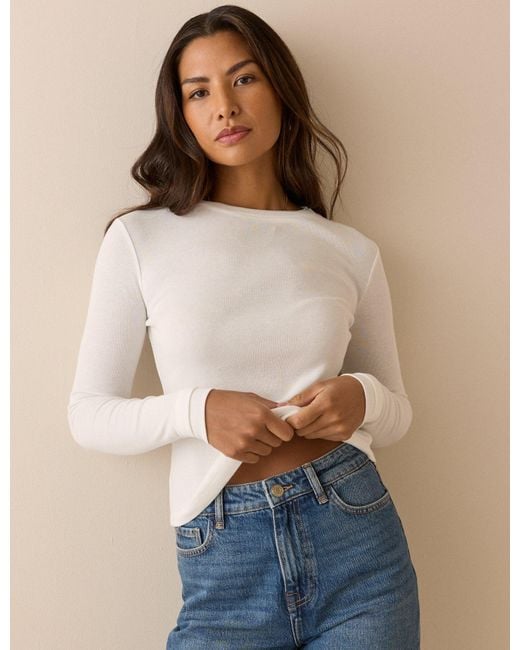 Nobody's Child Blue Double Layer Trim Long Sleeve Top
