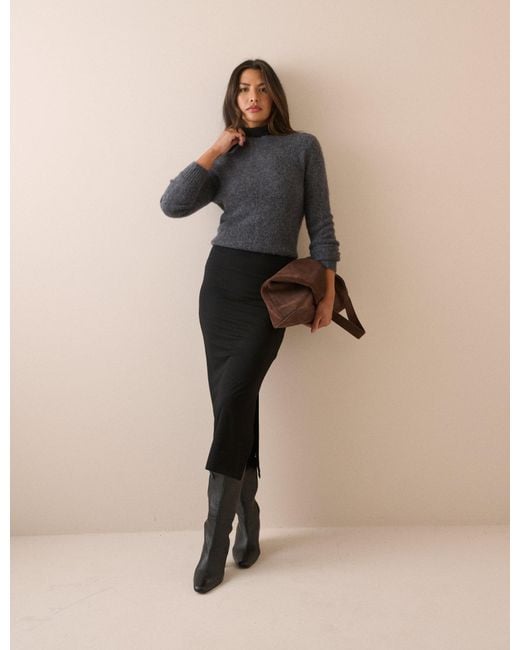 Nobody's Child Natural Jersey Fitted Midi Skirt