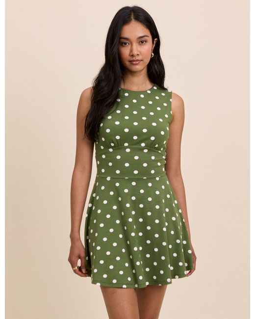 Nobody's Child Green Polka Dot Jersey Sleeveless Tate Mini Dress