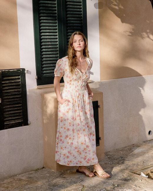 Nobody's Child Brown Floral Short Sleeve Isabella Midi Dress