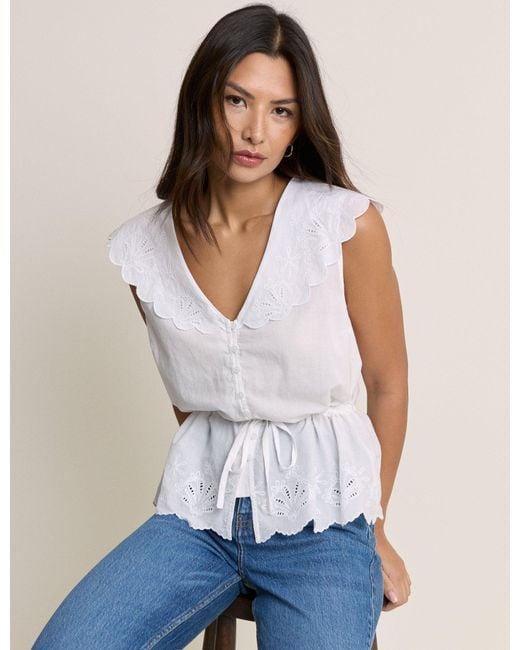 Nobody's Child White Frill Broderie Collar Simon Top