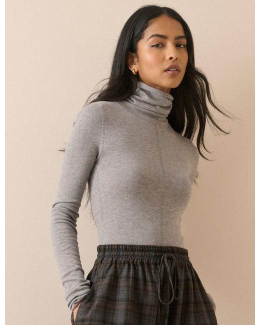 Nobody's Child Brown Wool Blend Roll Neck Top
