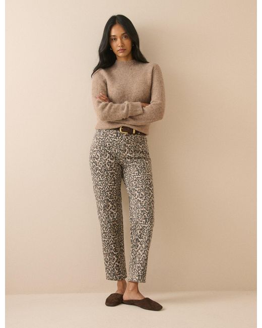 Nobody's Child Natural Leopard Print Mid Rise Camden Tapered Jeans