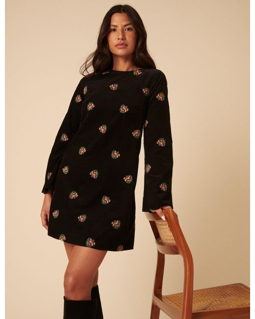Nobody's Child Natural Floral Embroidered Saravejo Cord Mini Dess