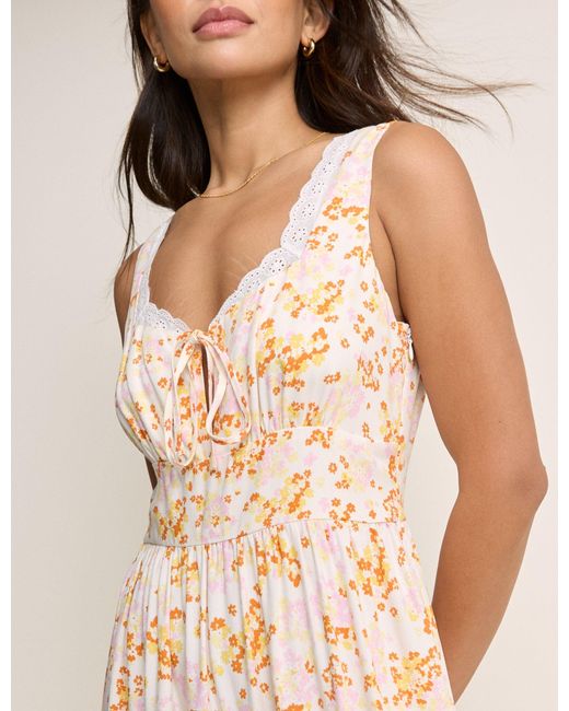 Nobody's Child Natural Ditsy Floral Tiered Heather Midi Dress