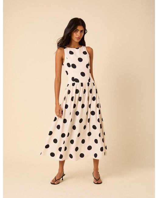 Nobody's Child Natural Polka Dot Kyla Midi Dress
