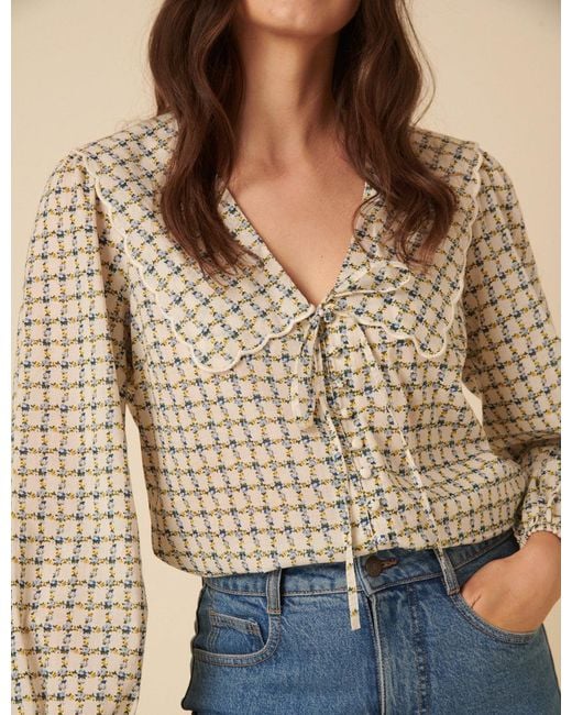 Nobody's Child Brown Floral Check Birdie Blouse