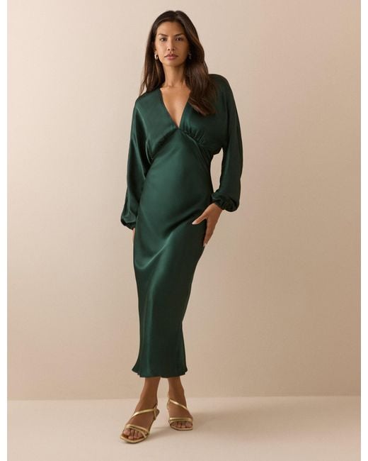Nobody's Child Green Emerald Satin Allura Maxi Dress