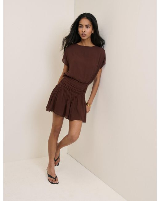 Nobody's Child Brown Boat Neck Pamela Mini Dress