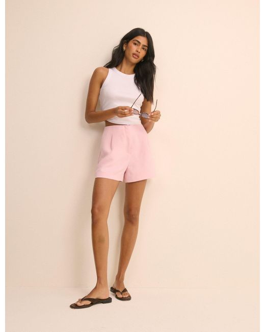 Nobody's Child Pink Baby High Waisted Tailored Shorts
