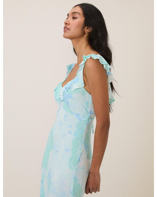Nobody's Child Blue Floral Chiffon Logan Maxi Dress
