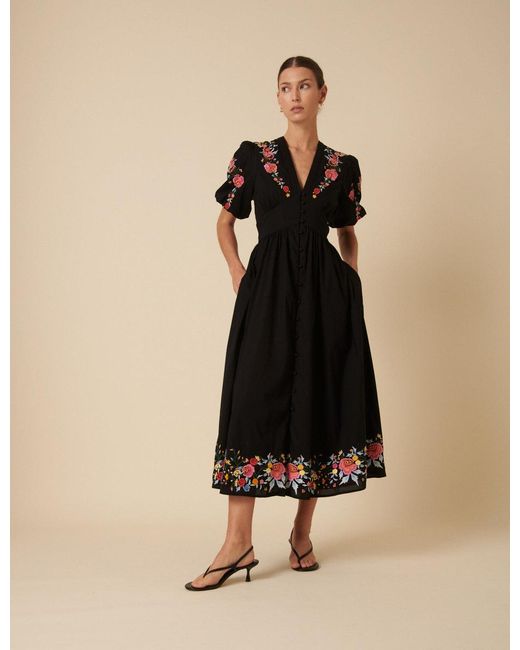 Nobody's Child Natural Floral Embroidered Starlight Midi Dress