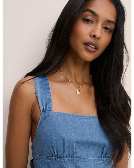 Nobody's Child Blue Denim Tie-Back Pedro Mini Dress