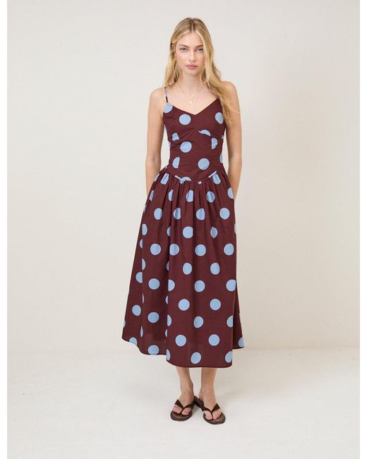 Nobody's Child Pink Polka Dot Renley Midi Dress